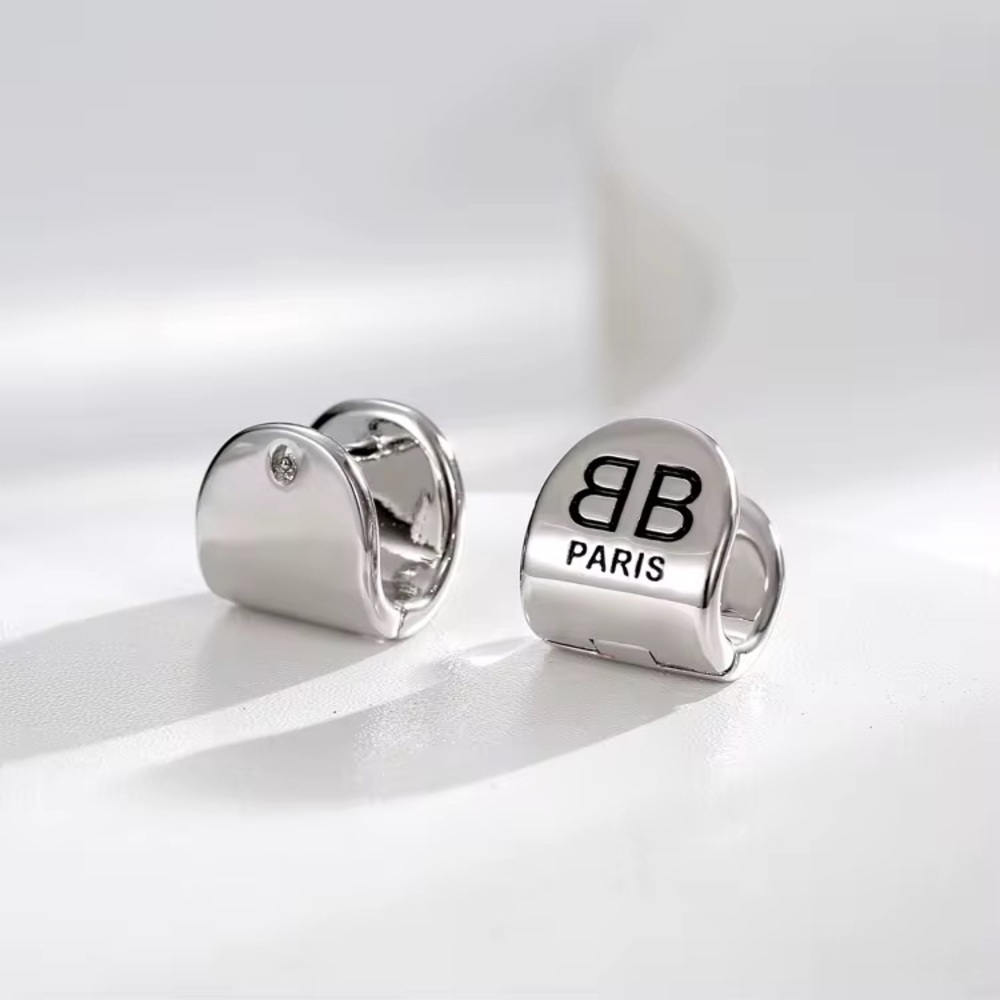 18K white gold plate Paris Logo Earrings cuff